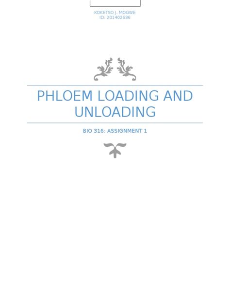 Phloem Loading and Unloading | PDF | Plant Physiology | Sugar