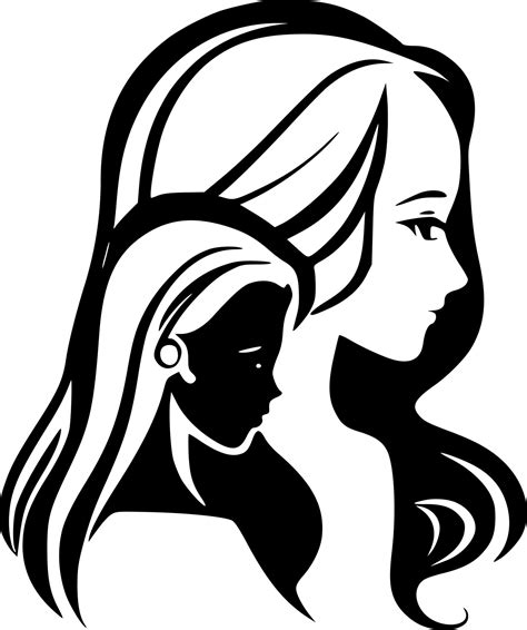 Mother Daughter, Minimalist and Simple Silhouette - Vector illustration ...