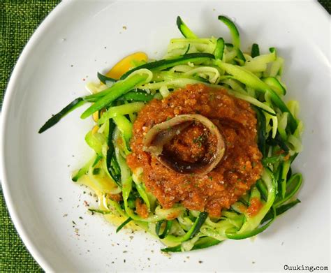 Espaguetis de calabacín con pesto rosso Juanan Sempere