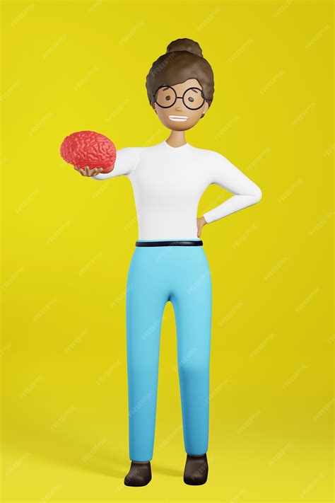 Premium Photo | African American girl human brain yellow background 3d