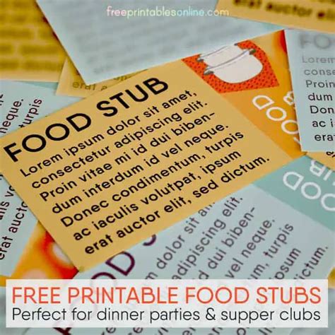 Free Printable Food Stubs Tickets Free Printables Online