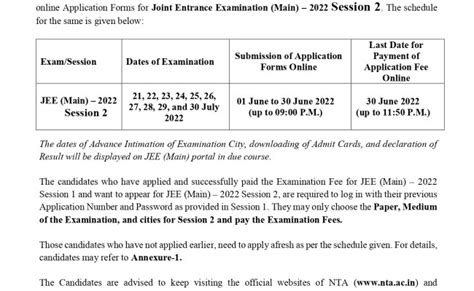 Jee Main Application Form 2023 Session 2 Closed Date Fees Documents