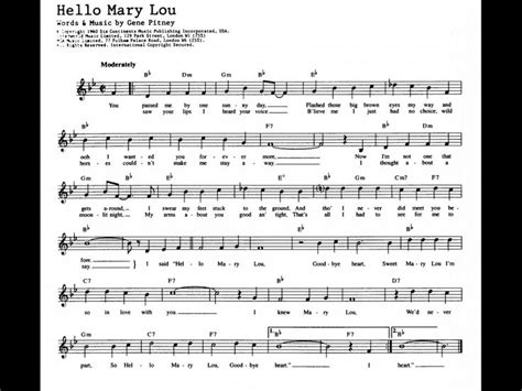 Sheet Music For Hello Mary Lou