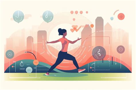 Generative Ai Happy Woman Exercising In Stock Illustration