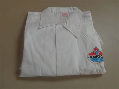 Vintage Amoco Gas Station Uniform Shiirt Amoco White 1796474547