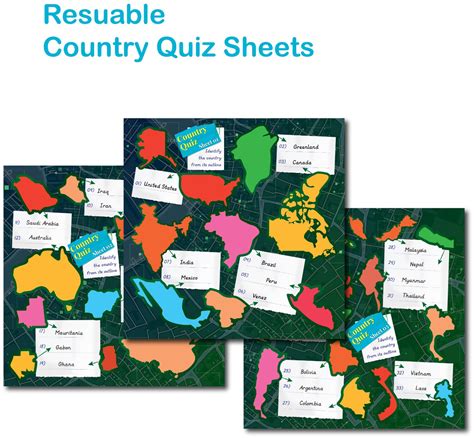 3 in 1 Educational World Map Puzzle with 40 Re-usable Quiz Sheets (Inc – Cretto