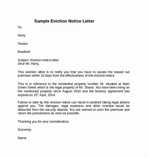 Intent To Vacate Sample Letter Example Document Template