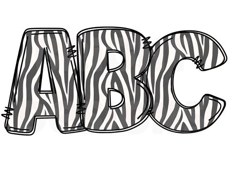 Black And White Animal Print Alphabet Clipart Letters 300dpi Etsy