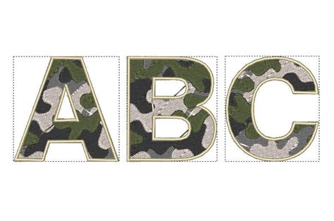 Camo Camouflage Font Machine Embroidery Designs Instant