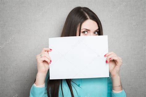 Girl Holding Blank Paper