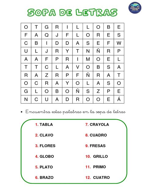 Sopa De Letras De Sílabas Trabadas Pdf