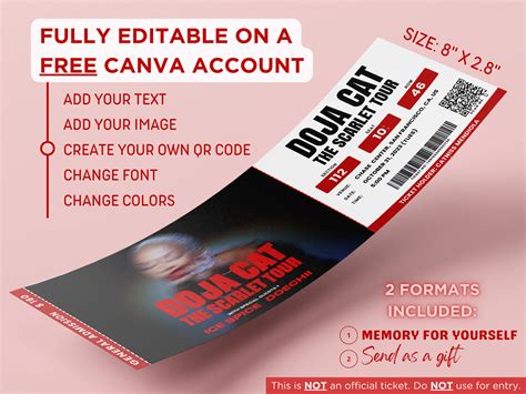 Doja Cat Ticket Editable Canva Template Printable The Scarlet Tour