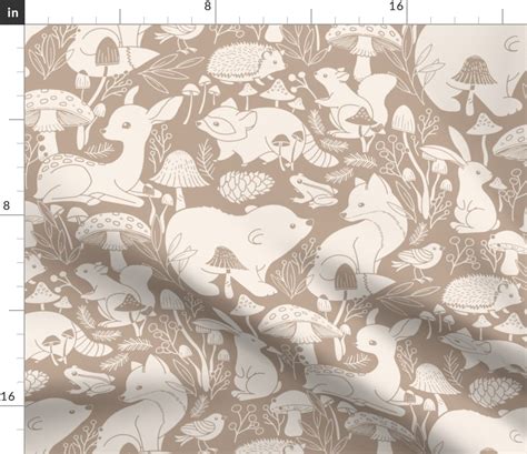 Whimsical Woodlands Cream Beige On Fabric Spoonflower