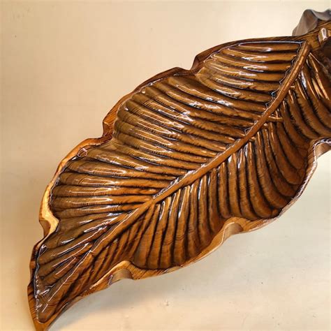 Wooden Leaf Bowl Etsy