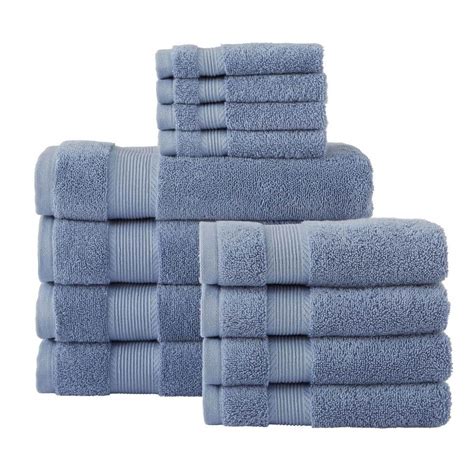 StyleWell HygroCotton Washed Denim Blue 12 Piece Bath Towel Set 6pcSet