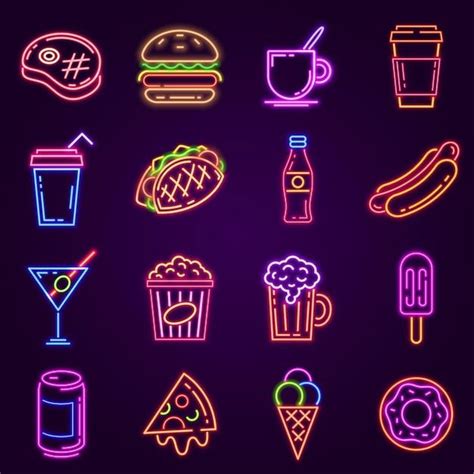 Premium Vector Neon Fast Food Glowing Icon For Cafe And Bar Street