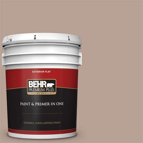 BEHR PREMIUM PLUS 5 Gal N190 4 Rugged Tan Flat Exterior Paint And