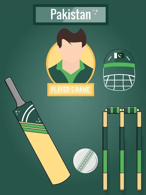 Pays Pakistan Cricket Icônes Ensemble Vecteur Premium