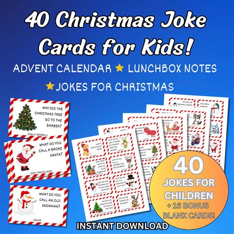 40 Printable Christmas Joke Cards for Kids Perfect for Advent Calendars ...