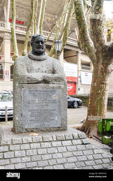 Ernest Hemingway Bust Outside Plaza De Toros De Pamplona Pamplona