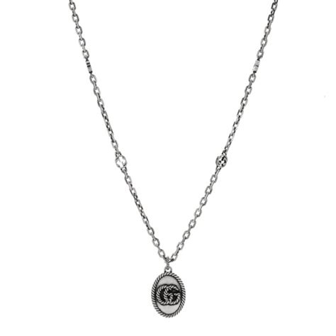 GUCCI Sterling Silver Double G Pendant Necklace 1226295 | FASHIONPHILE