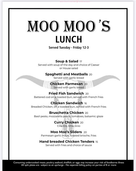 Online Menu Of Moo Moos Steakhouse Restaurant French Lick Indiana