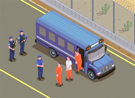 Free Vector Prisoners Transportation Isometric Composition With