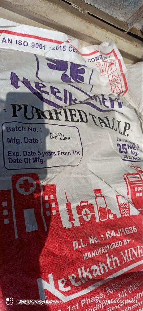 Purified Talc Ip Packaging Type Bags Packaging Size Kgs At Rs