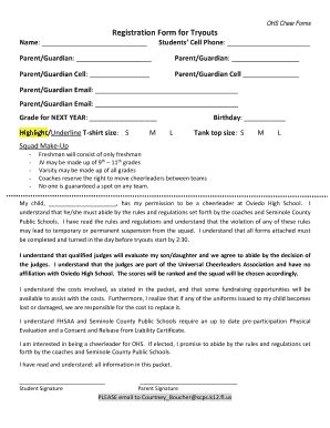 Fillable Online Ohs Cheer Forms Fax Email Print Pdffiller