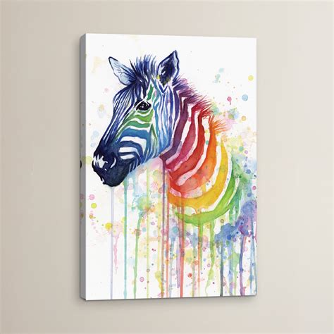 Varick Gallery Rainbow Zebra By Olga Shvartsur Print Painting On