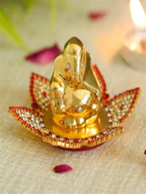 Buy TIED RIBBONS Gold Toned Red Decorative Mini Lord Ganesha Statue