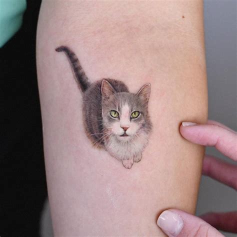 Micro Realistic Style Cat Tattoo Done On The Inner