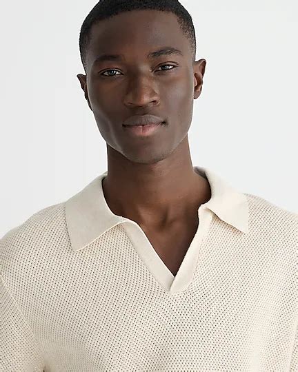 J Crew Short Sleeve Cotton Mesh Stitch Johnny Collar Sweater Polo For Men