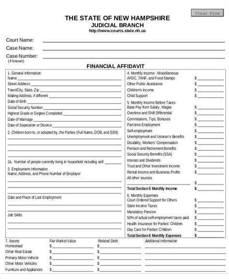 Divorce Financial Affidavit Form Affidavitform Net