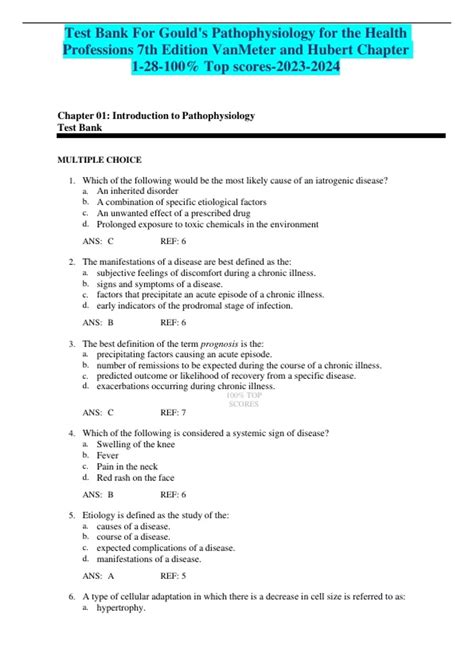 Actual Test Bank For Goulds Pathophysiology For The Health Professions