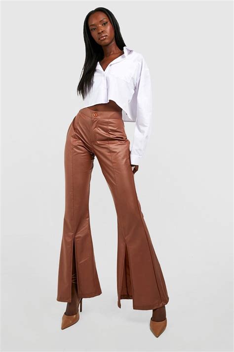 Leather Look Trousers Womens Faux Leather Leggings Boohoo Uk