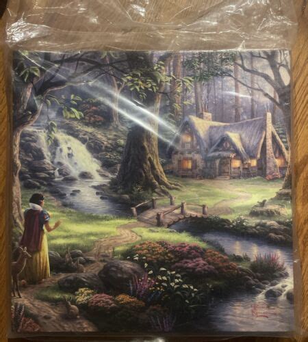 Thomas Kinkade Snow White Discovers The Cottage 14x14 Canvas Wrap With