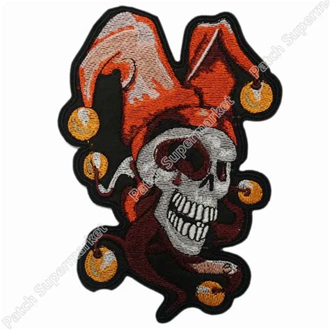 6 Death Skull Jester Joker Mc Outlaw Chopper Motorcycle Rider Skull Embroidered Iron On Patch