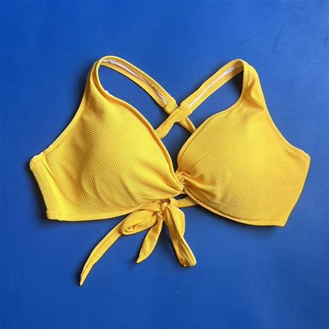 Shade And Shore Bright Yellow Bikini Top 36d Never Depop