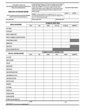 Fillable Online Gipsa Usda INSPECTION AND WEIGHING REPORT NUMBER OF