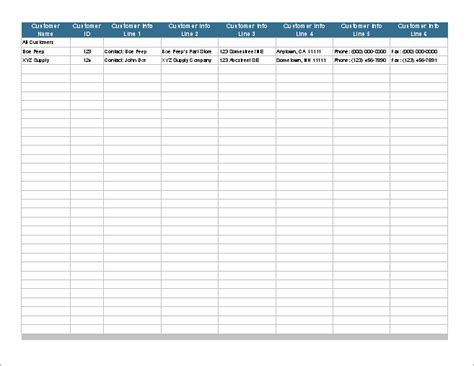 Customer List Excel Template