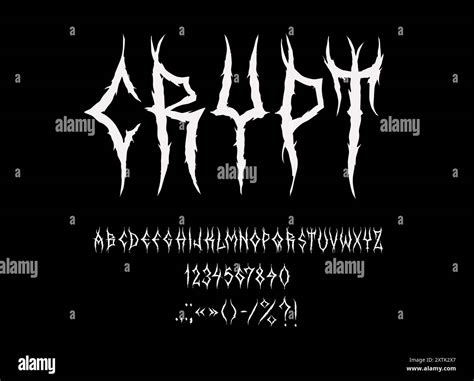 Scary demon y2k font, heavy metal music type, horror devil typeface ...