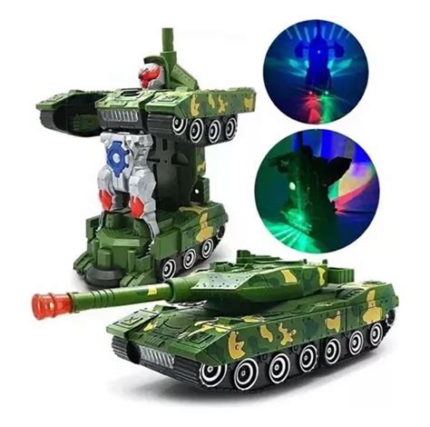 Tanque De Guerra Vira Robô Transformers Som E Luz Brinquedo