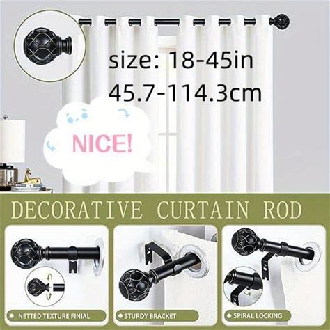 1pc Black Curtain Rods 1 Inch Diameter Heavy Duty Curtain Rods