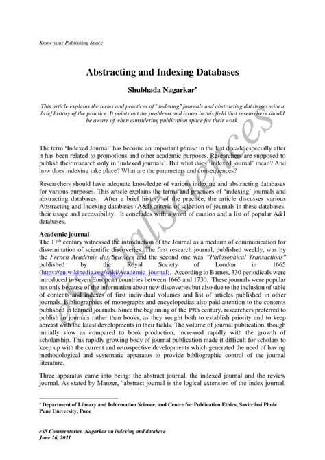 Pdf Know Your Publishing Space Abstracting And Indexing Databases