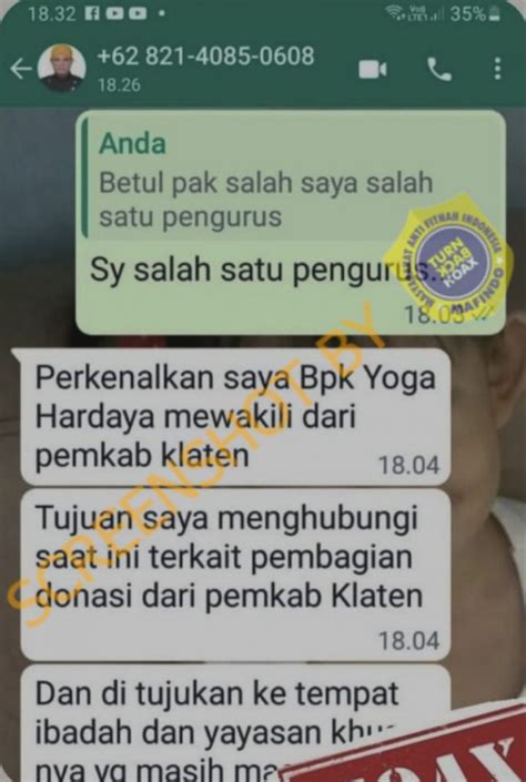 Salah Akun Whatsapp Wakil Bupati Klaten Dengan Nomor