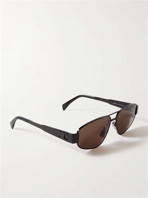 Celine Eyewear Triomphe Aviator Style Metal And Acetate Sunglasses