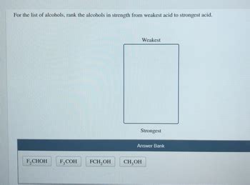 Answered For The List Of Alcohols Rank The Alcohols In Strength From