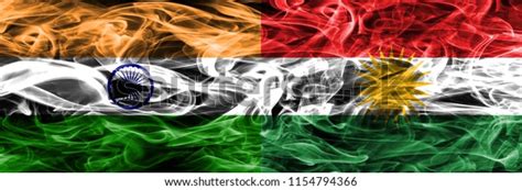 India Vs Kurdistan Smoke Flags Placed Stock Photo Shutterstock