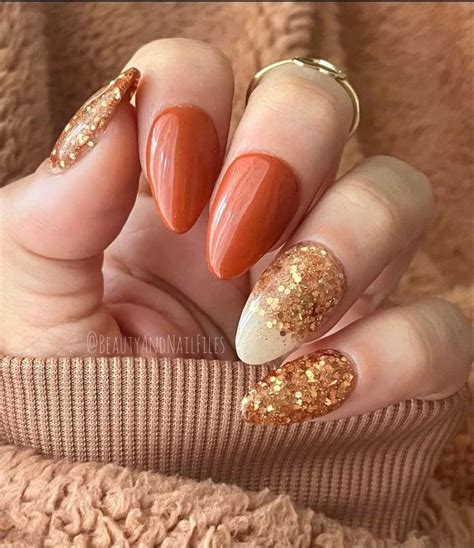 Spiced Cider Calaca Fall Gel Nails Nails Sparkly Nails